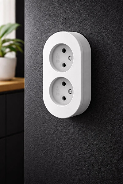 lowell home Gray Surface Mounted Double Grounded Socket – Modern Stylish Desi...