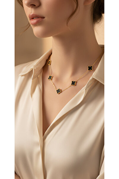 ADeN Accessories & Punch Şans Getiren Siyah Yonca Figürlü Zarif Kadın Kolye |...