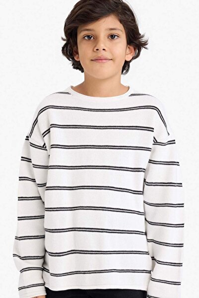 DeFacto Boy's Crew Neck Striped Knit Sweater G0901A826Sp