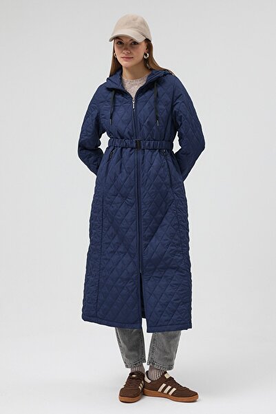 QANU Premium Quilted Coat Navy Blue