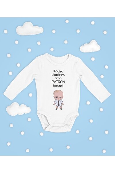 SEVBANO قد أكون صغيرًا، لكنني رئيس العملة! بدلة قطنية ناعمة مطبوعة بأكمام طوي...