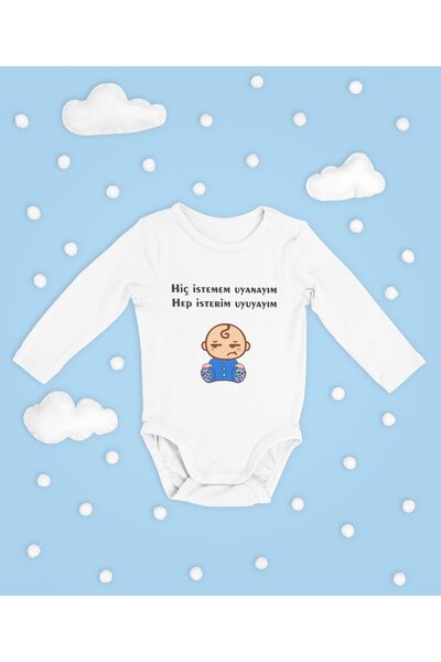 SEVBANO I Just Want to Sleep! Written Cotton Soft Unisex Snap Fastener Long S...