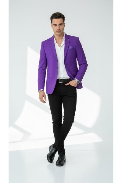 Plus Scorpion Jachetă pentru bărbați, cu un singur nasture, cu guler simplu, dublu cu fantă – Premium din material tip stofă , 8 culori