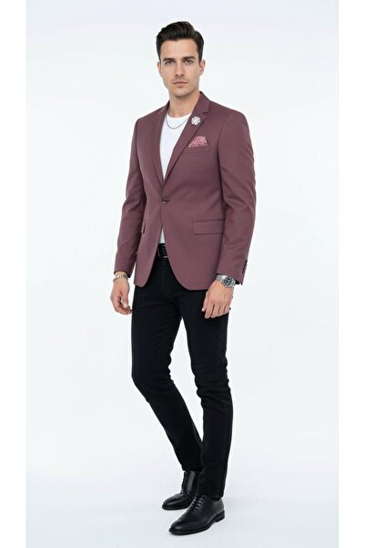 Plus Scorpion Men's Mono Collar Single Button Double Slit Blazer Jacket – Premium Woven Fabric, 8 Colors