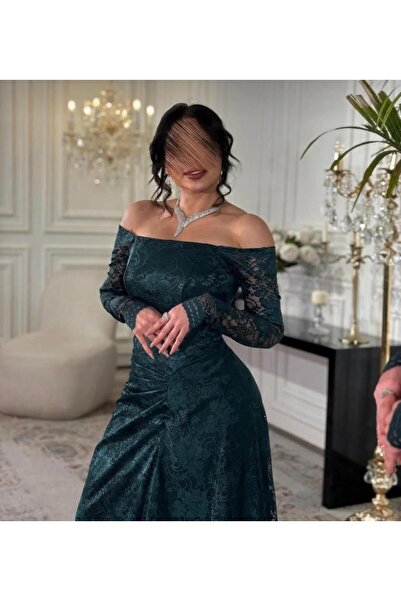 ELHAM FASHION Off-shoulder lace evening dress