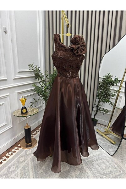 leen fashion Women's brown midi dress