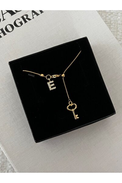 RAREE Anahtar ve zirkon harfli çelik asansörlü y kolye hediyelik