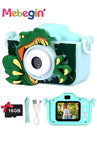 MEBEGIN كاميرا ديناصور للأطفال مزودة بشاشة حماية للعين بحجم 2 بوصة، وبطاقة ذا...