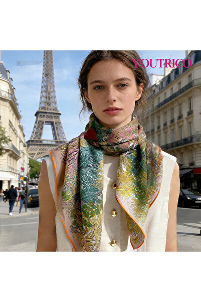 Youtrico Soft and warm wool neck scarf with beautiful vintage print,70% wool 30% silk