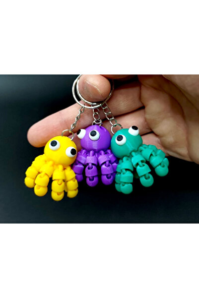 Shaddshop مجموعة من 3 سلاسل مفاتيح على شكل أخطبوط متحرك - شخصية مرنة ممتعة مضادة للتوتر