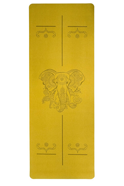 NYRA Doğal Mantar Yoga Mat Kauçuk Taban 5mm Ganesha/Filbaşı Desenli