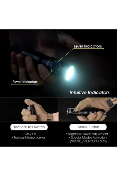Nitecore مصباح يدوي صغير قابل لإعادة الشحن بمنفذ USB-C، مدى إضاءة يصل إلى 505 أمتار، مصباح تكتيكي فائق الكثافة مزود بـ 40 مصباح LED