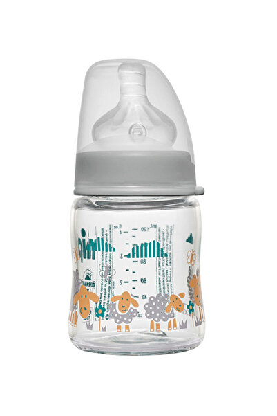 Nip زجاجة رضاعة واسعة العنق، حلمة دائرية متوسطة الحجم، مصنوعة من السيليكون، مزودة بفتحة تهوية مدمجة مضادة للمغص، سعة 120 مل، G