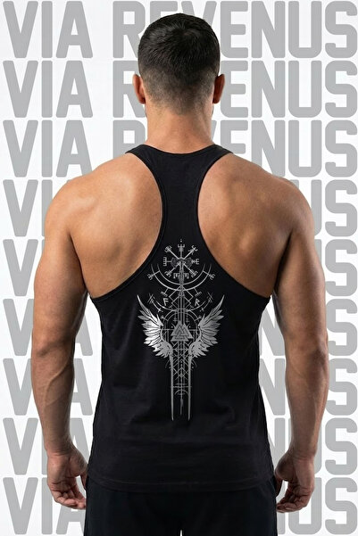 Vordevia Viking Printed Men's Stringer Sportsman Tank Top - Cotton Fitness & Bodybuilding Gym Tank Top