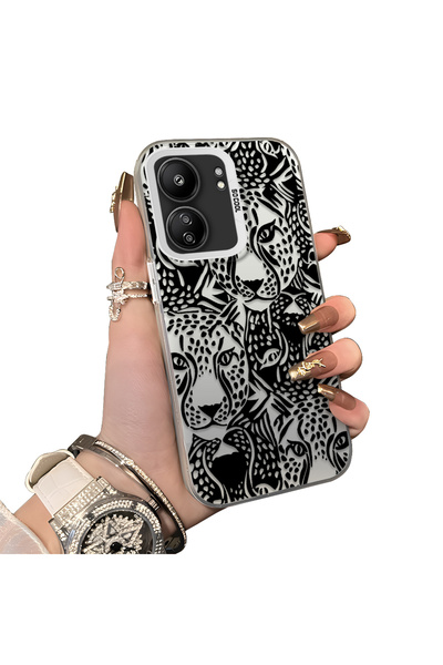 ucuc Xiaomi Poco C65 Compatible Silicone Edge Hard Back Anti-Fall Case Cheeta...