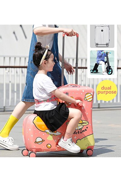 Generic حقيبة سفر للأطفال قابلة للركوب، حقيبة سفر صلبة للأطفال