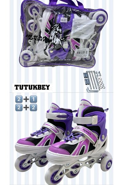 TUTUKBEYPATEN زلاجات توتوكبي قابلة للتعديل 2+1 مع إضاءة 2+2، يمكنها التمدد وا...