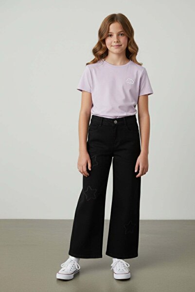 Fulla Moda Pantaloni Palazzo pentru fetiță cu broderie cu stele