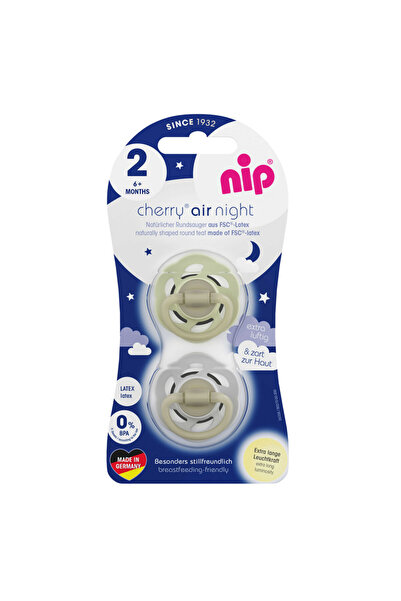 Nip Cherry Air Night Soother, Glow in the Dark Pacifier, 6M+, 2pc