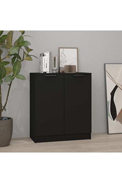 vidaxl خزانة جانبية سوداء 60x30x70 سم من الخشب الهندسي