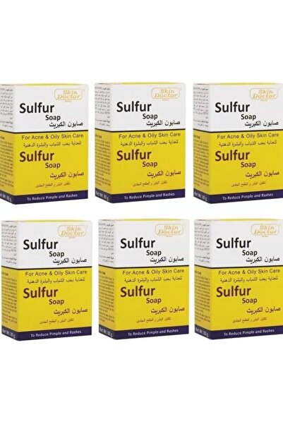 Skin Doctors مجموعة صابون الكبريت من سكين دكتور، 6 قطع، للعناية بالبشرة الدهنية والمعرضة لحب الشباب، 6 × 80 غرام