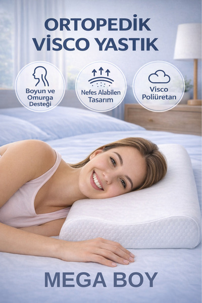 EpiRelax Mega Boy Visco Yastık | Konforlu ve Sağlıklı Uyku Terletmeyen, Ergon...