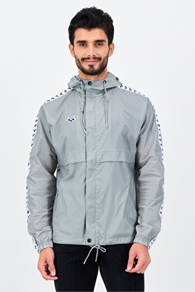 ARENA Men Brand Logo Windbreaker Jacket, Grey