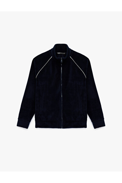 Koton Long Sleeve Pocket Zippered Mock Neck Fleece Sweatshirt