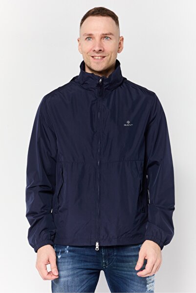 Gant سترة واقية من الرياح بشعار العلامة التجارية للرجال، أزرق داكن