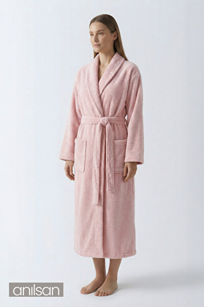 Anılsan Şalyaka Bathrobe Pink 100% Cotton Unisex Ideal for Spa Women/Men