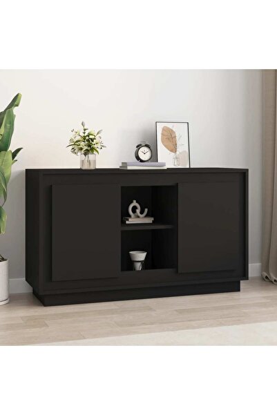 vidaxl خزانة جانبية سوداء 102×35×60 سم مصنوعة من الخشب المصنّع