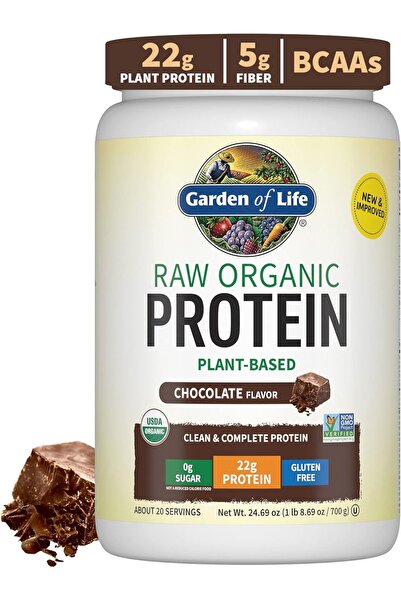 GARDEN OF LIFE تركيبة بروتين نباتية عضوية خام، بنكهة الشوكولاتة