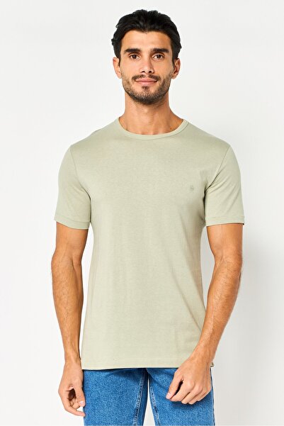 French Connection Men Crew Neck Short Sleeves Brand Logo T-Shirt, Sage Green