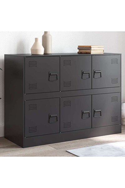 vidaxl خزانة جانبية سوداء 99×39×73 سم من الفولاذ