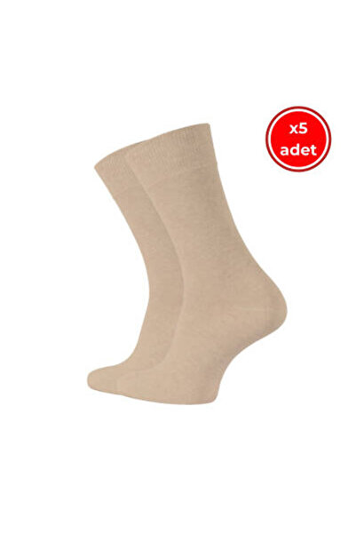 meristanbul Business Socks, 5 Pieces, 43-46, Soft, Cotton, Beige