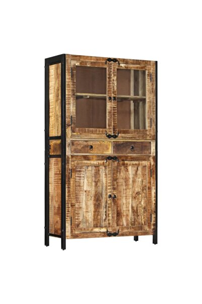 vidaxl Highboard 100x40x175 cm Solid Rough Wood Mango