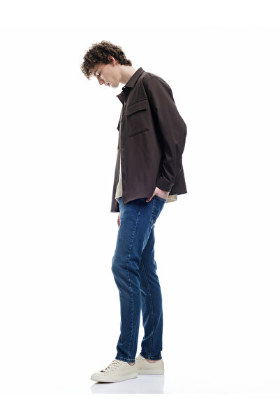Koton Pantaloni de jeans pentru bărbați Straight Fit Premium Mark Dark Indigo...
