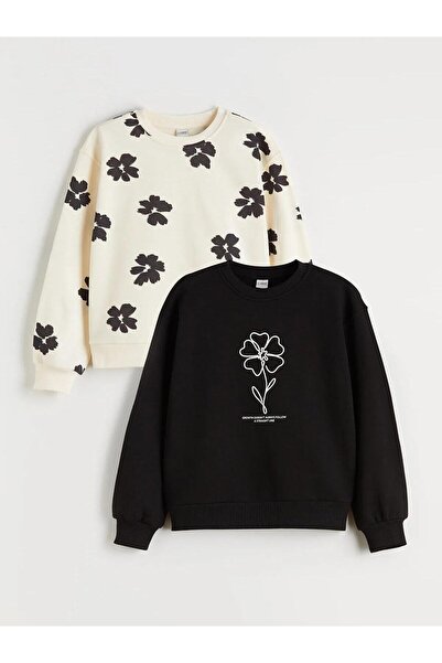 LC Waikiki Crew Neck Floral Girl's Sweatshirt 2-Pack (W5)