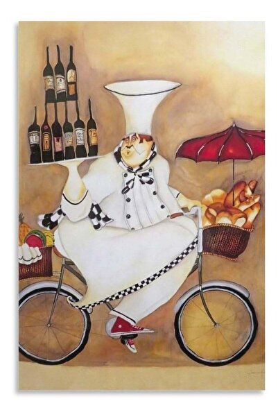 Alcoach Decorative Wall Art Painting – Chef on Bicycle Modern Art Print