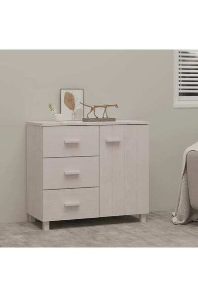 vidaxl خزانة جانبية هامار بيضاء 90×40×80 سم من خشب الصنوبر الصلب