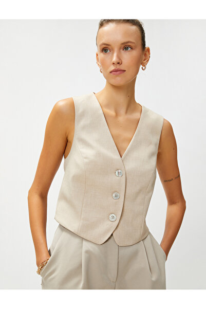 Koton Crop Vest Buttoned