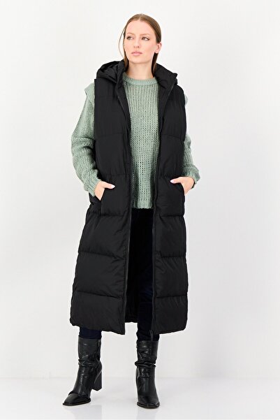 French Connection Women Sleeveless Plain Puffer Vest jacket, Black