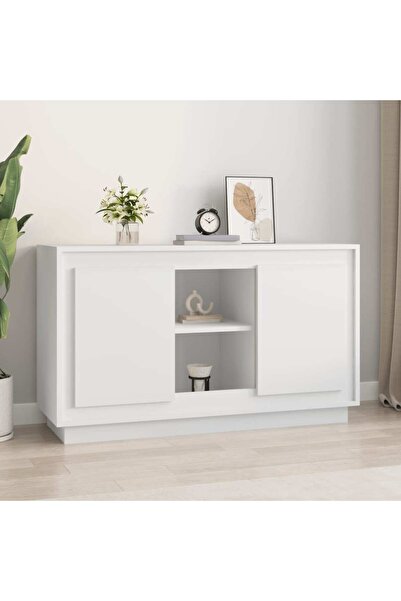 vidaxl خزانة جانبية بيضاء 102×35×60 سم مصنوعة من الخشب المصنّع