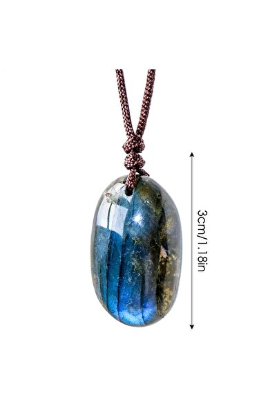 Choice كما هو موضح، قلادة من حجر اللابرادوريت الطبيعي، قلادة من حجر القمر الم...