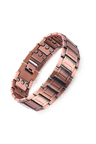 Choice سوار رجالي من النحاس الخالص بلون بني محمر، مصنوع من النحاس الخالص، بوص...