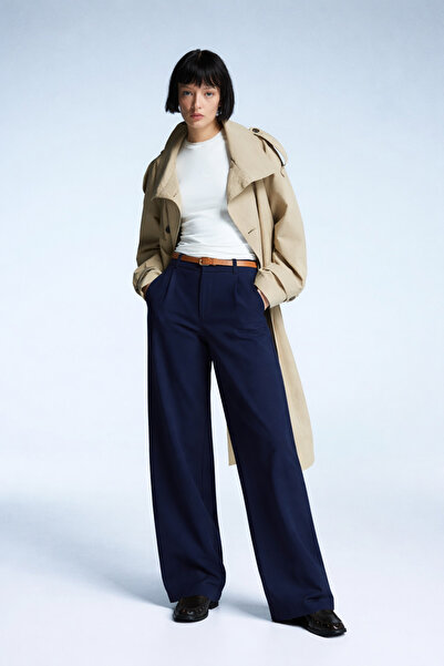 HAKKE Gabardine palazzo pantalone sa pojasom