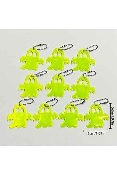 Choice 10 قطع من حلقات المفاتيح العاكسة للضوء الليلي، بتصميم شبح لطيف، وحقيبة ظهر عاكسة للضوء على الوجهين للتحذير الليلي