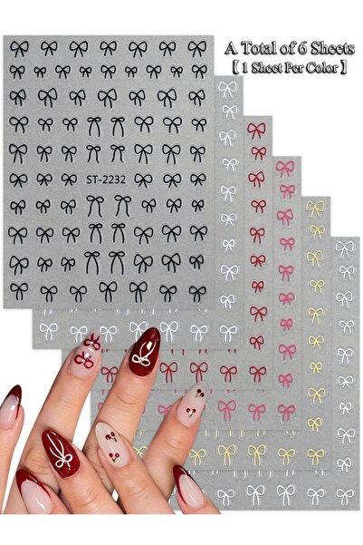 Choice مجموعة من 8 ملصقات أظافر (6 أوراق) 6/12/18/24/30 ورقة، بتصميم فيونكة، ...