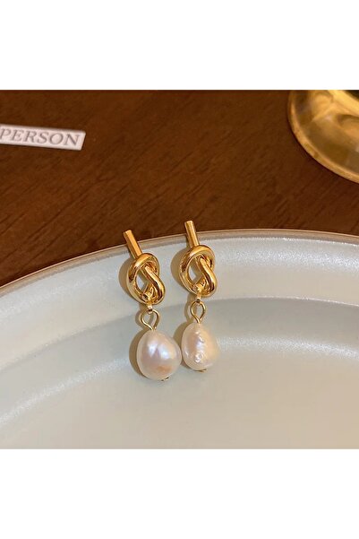 Choice 01 2026 أقراط لؤلؤ مسطحة ذهبية اللون بتصميم فرنسي أنيق، مناسبة لمجوهرا...