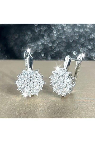 Choice أقراط حلقية صغيرة لطيفة على شكل ندفة ثلج مرصعة بحجر الزركونيا المكعب ا...